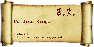 Bundics Kinga névjegykártya